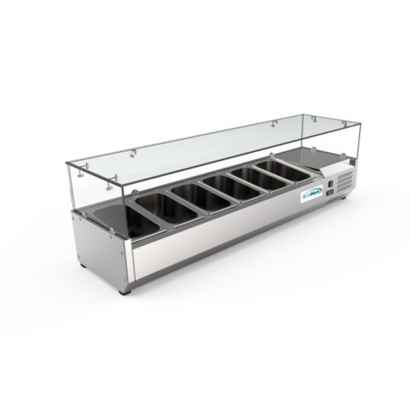 Koolmore 59" Refrigerated Countertop Condiment Prep Rail Sandwich Prep Station SCDC-6P-SG